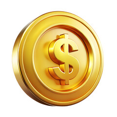 Dollar sign symbol on a golden coin representing the currency and wealth
