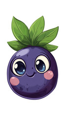 Cute Blueberry Character Illustration for Stickers and Kids&rsquo; Apps