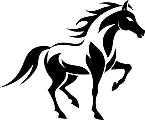 Horse side view icon, graceful walking black vector silhouette in motion