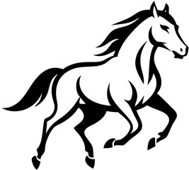 horse outline vector icon in motion, minimal equine design