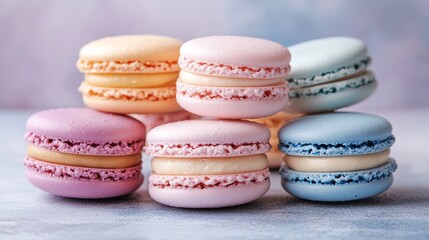 Fototapeta premium Delightful Pastel Macarons A Sweet Treat for Any Occasion