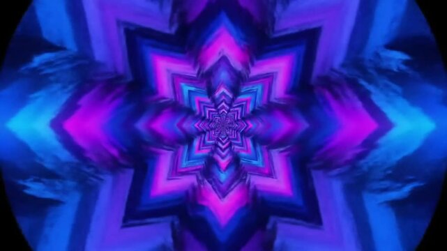 Hypnotic Purple and Blue Fractal Starburst, Psychedelic Mandala Design