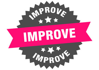 improve. improve round pink label isolated on transparent background