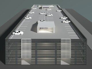 3D illustration of parking facility