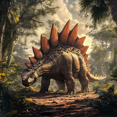 Fototapeta premium stegosaurus, ancient animal, illustration, background, creature, ancient, dinosaur, animal, isolated, jurassic, dino, big, gigantic, prehistoric