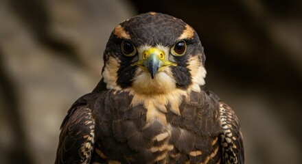 Powerful hawk stares intently at viewer