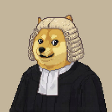 Doge meme pixelated art, Doge in court judge uniform