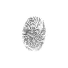 Black fingerprint on the white isolated background.	
