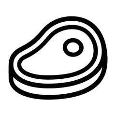 Minimalist Ribeye Steak Flat Icon Monochrome Design Food Graphic Simple Aesthetic, Black and White Color, Transparent background