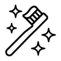 Monochrome Starry Toothbrush Icon Unique Digital Artwork in Creative Viewpoint, Black and White Color, Transparent background