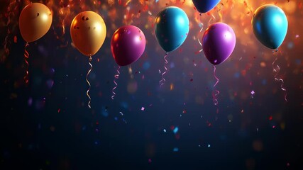 Festive celebration background with colorful balloons and confetti for party events - Powered by Adobe