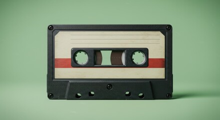 Fototapeta premium Vintage cassette tape for nostalgic branding, ideal for music, entertainment, or retro-themed digital media projects.