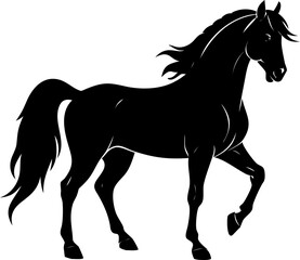 graceful horse walking silhouette vector, minimal equine design