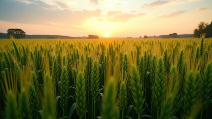 Fototapeta premium wheat field at sunset