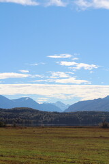 landscape with mountains and blue sky