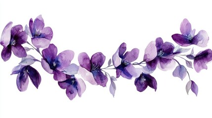 Watercolor Purple Flower Garland.