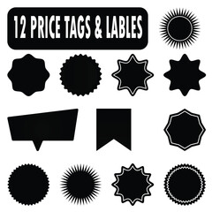 12 Unique Price Tags and Labels Vector Set