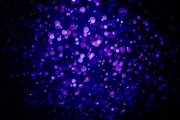 Blurred photo with purple violet and blue dots visible glittering, shining brightly look and feel luxurious