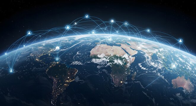 Global Network Connection Earth at Night