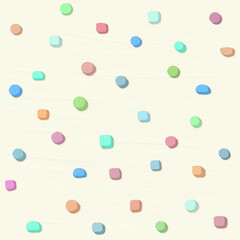 Colorful 3D Pastel Dots Seamless Pattern on Cream Background. playful doodle stone wallpaper for kid.