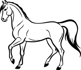 Horse profile vector, side view icon with motion
