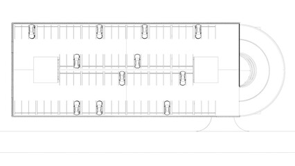 3D illustration of parking facility