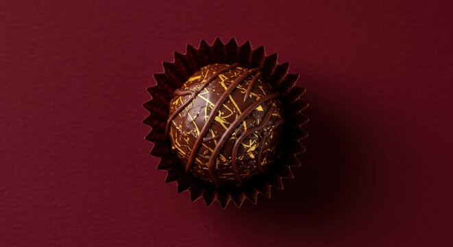 A decorated chocolate truffle ideal for luxury branding, gourmet food promotions, or festive marketing campaigns.