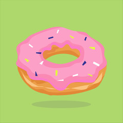 vector illustration food sweet donut with pink cream