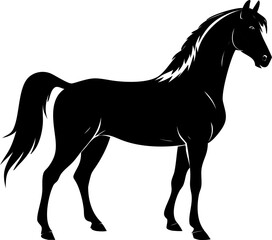 Black silhouette horse illustration, vector icon
