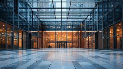 Modern Glass Facade Building Entrance