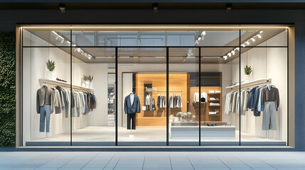 Modern Menswear Store Facade At Evening