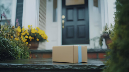 Package Delivery At Front Door Of Home