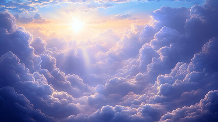 Stunning Colorful Cloudscape With Golden Sunlight