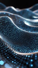 Futuristic blue glowing data wave background for tech interface or AI banner