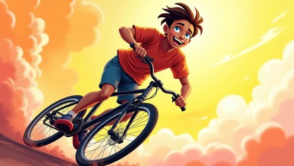 Fototapeta premium man riding a bike