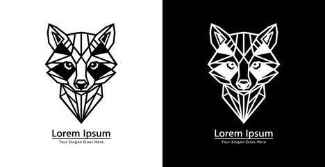 Raccoon head logo design with modern geometric style © Yohanes