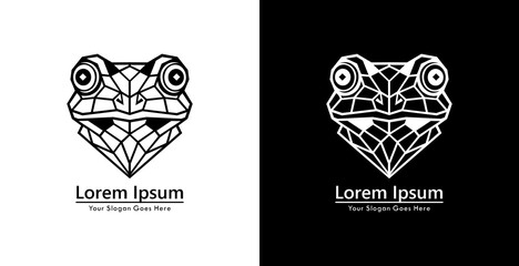 Frog head logo design with modern geometric style