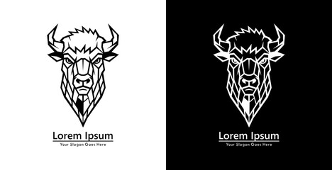 Bison head logo design with modern geometric style