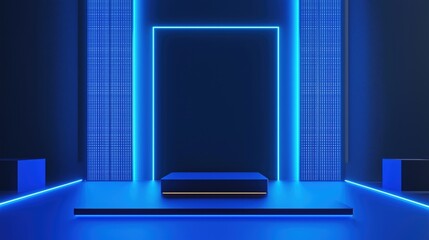 Futuristic Blue Tech Interface Panel Background for Sci-Fi Designs