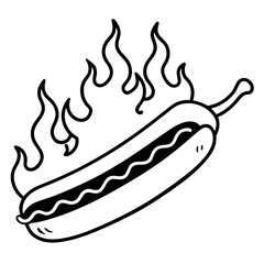 Blazing Hot Dog Vector Art