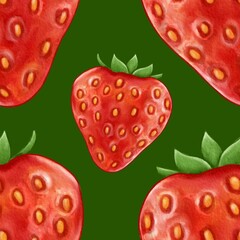 Strawberry pattern, fruits background, watercolor strawberry, berry illustration, freshness food