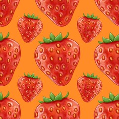 Strawberry pattern, fruits background, watercolor strawberry, berry illustration, freshness food