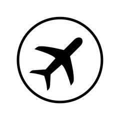 Round Airport Icon with Airplane Symbol, Travel, Flight, Transportation, and Tourism Vector Sign