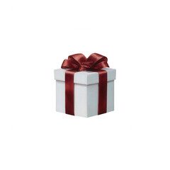 Obraz premium A beautifully wrapped gift box with a red ribbon, perfect for celebrations and special occasions, isolated on a white background for clear visibility.