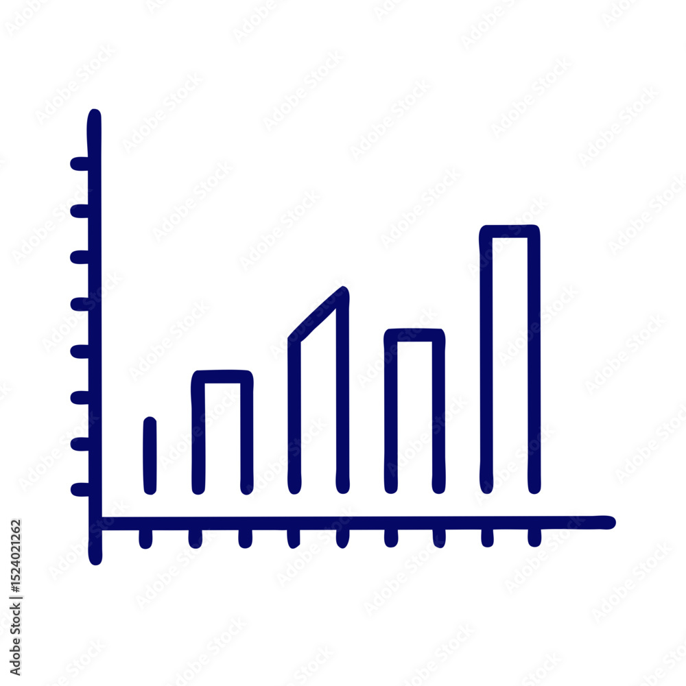 Poster minimal black and white icon of a bar graph representing data