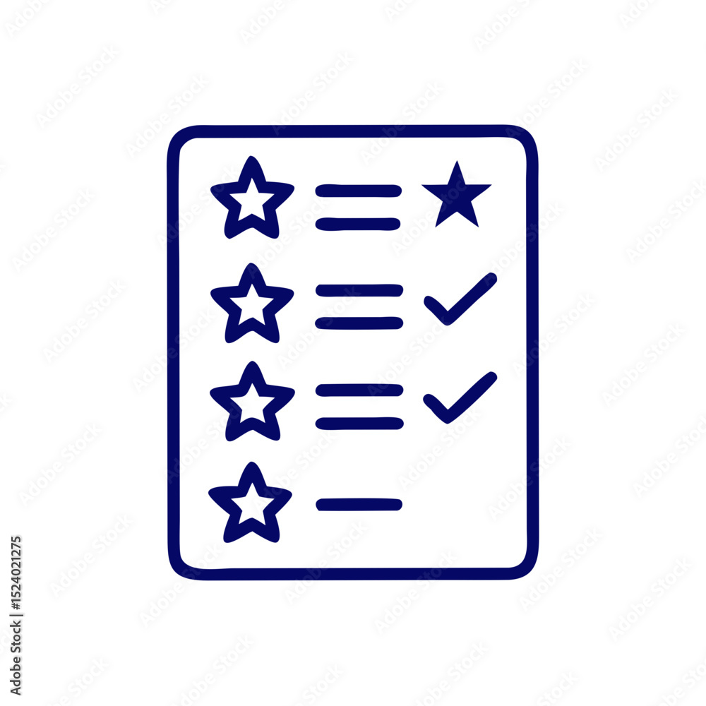 Poster checklist with stars and check marks in a minimalist design