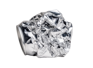 Crushed aluminum can, isolated on black