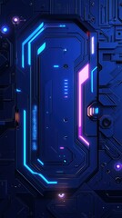 Futuristic Blue Tech Interface Panel Background for Sci-Fi Designs