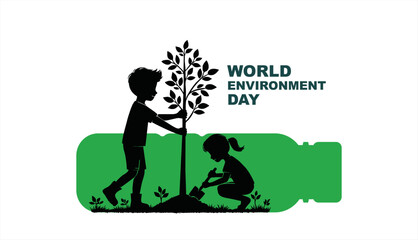 Creative Concept of World Environment Day On White Background. Vector illustration.