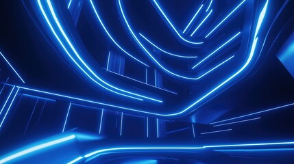 Abstract Blue Neon Striped Tech Background for Modern UI Design